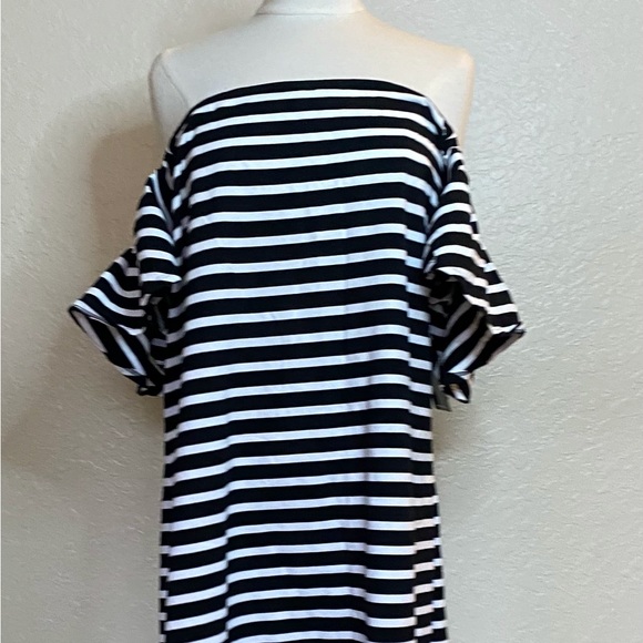 Ralph Lauren Black and White Striped On/Off Shoulder Dress - 2X - NWT - Picture 5 of 16